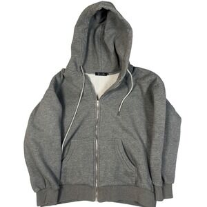 EFAN Men's Gray Zip Up Hoodie Sweatshirt Size M Polyester Cotton Blend Casual